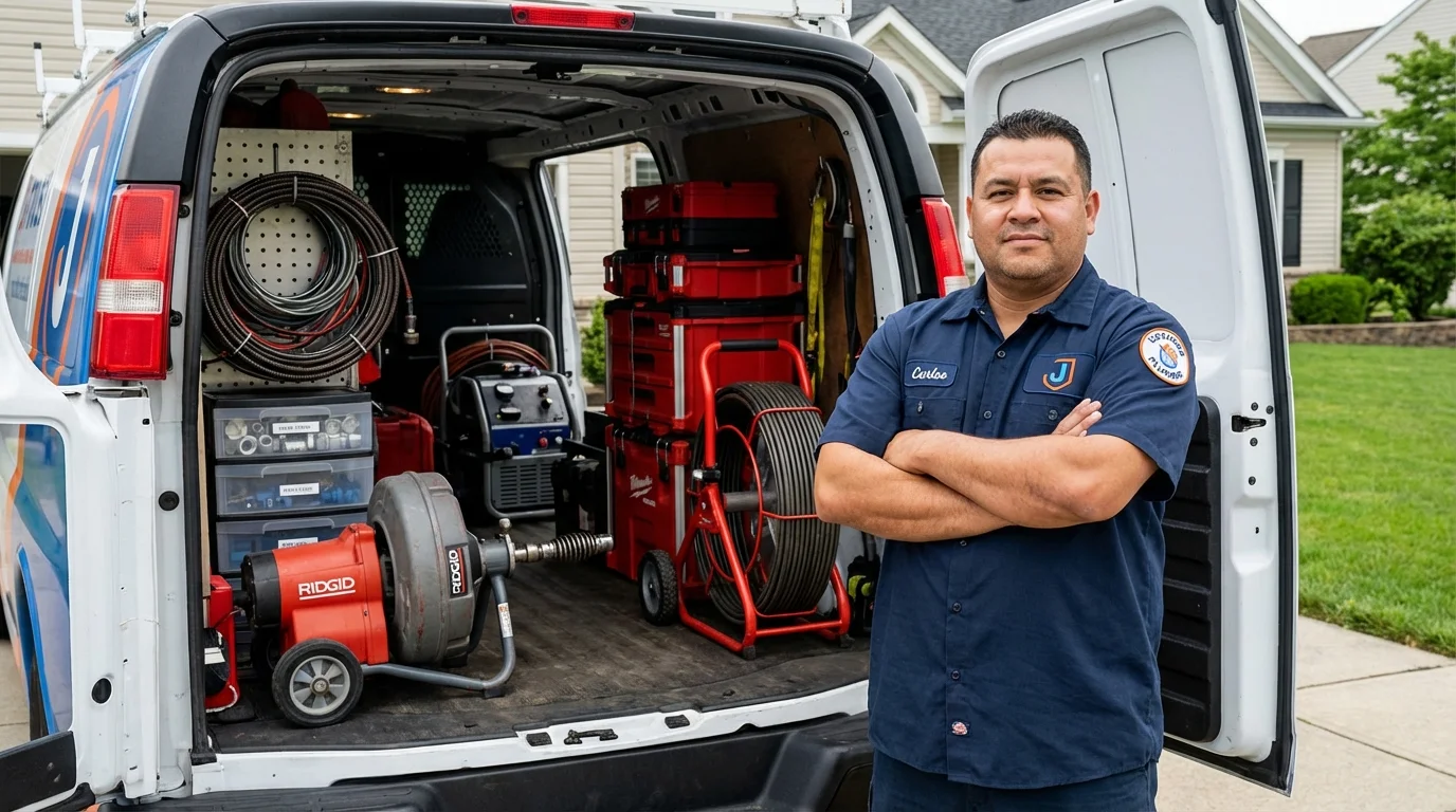 Professional drain cleaning equipment and Johns Plumbing LLC plumber in Euless