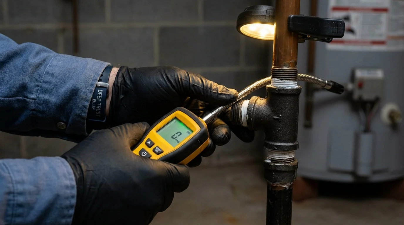 Gas leak detection with electronic sniffer by Johns Plumbing LLC in Euless