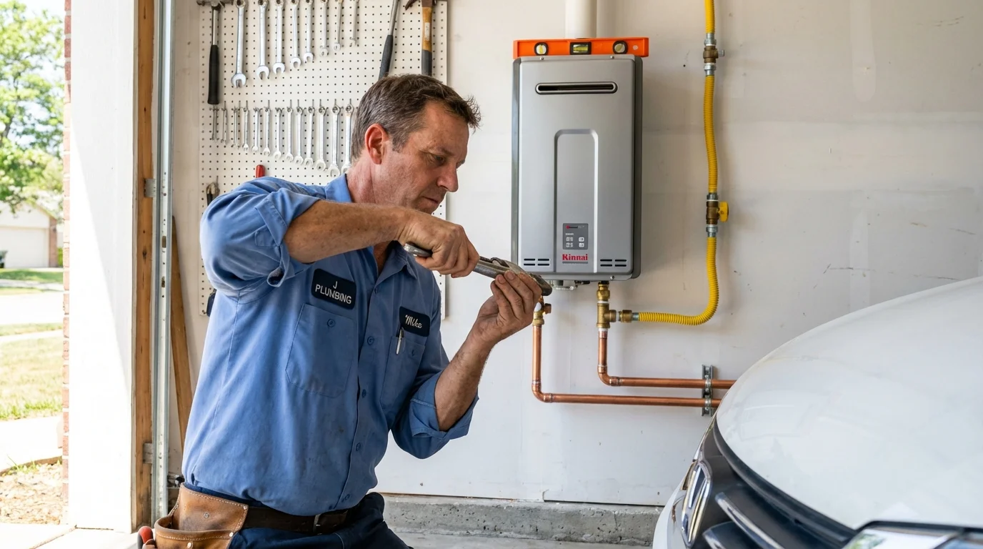 Tankless water heater installation by a Johns Plumbing LLC plumber in Euless